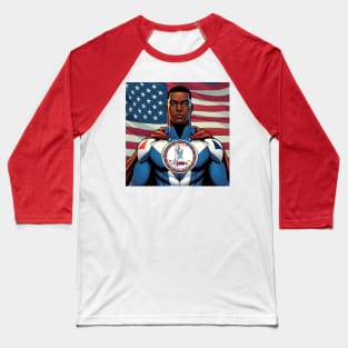 Richmond Virginia 1990s Comic Book Superhero RVA American Flag Baseball T-Shirt